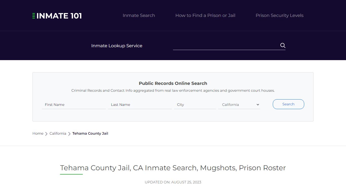 Tehama County Jail, CA Inmate Search, Mugshots, Prison Roster
